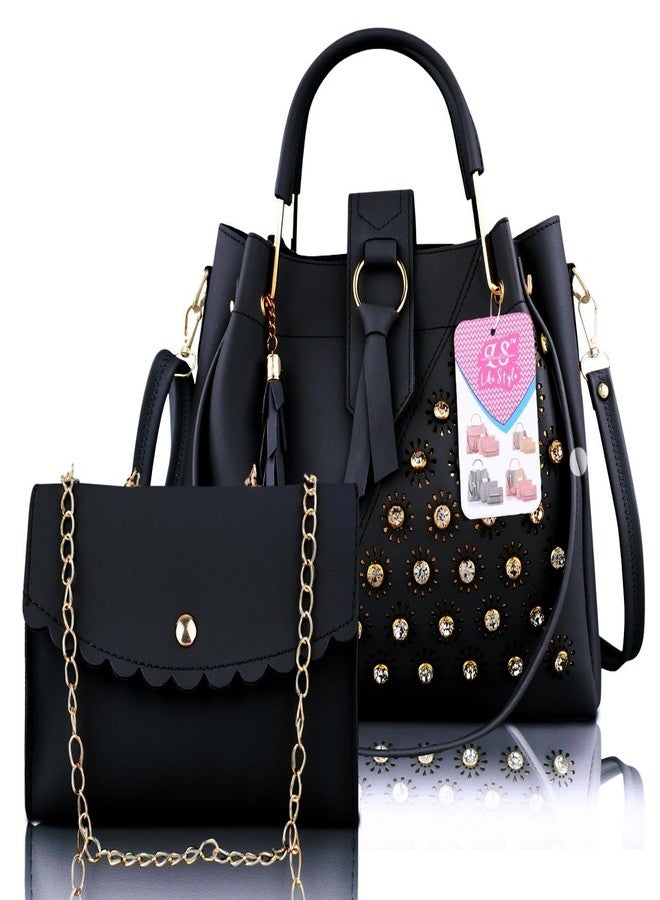 LIKE STYLE Hand Bags For Women & Girls With Pack Of 2 (Black) - Image 1