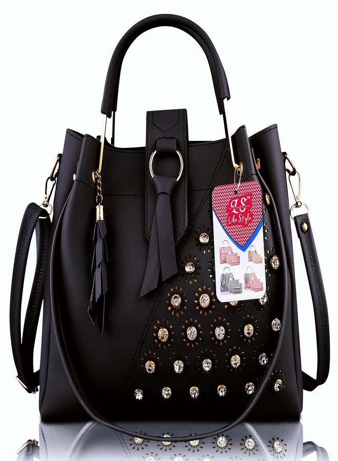 LIKE STYLE Hand Bags For Women & Girls With Pack Of 2 (Black) - Image 2
