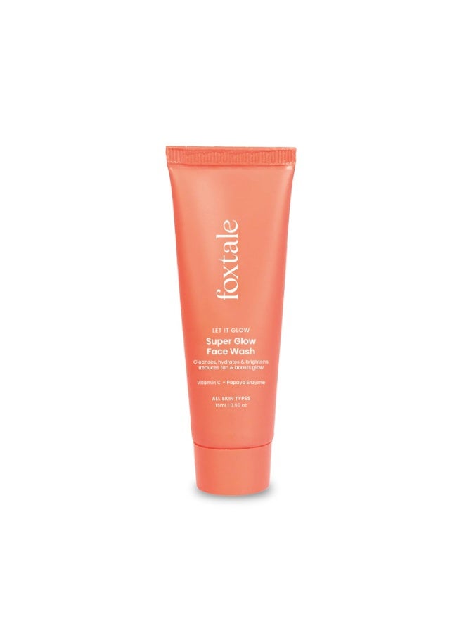 foxtale Vitamin C Super Glow Face Wash with Papaya enzyme | Reduces Tan | Boosts Glow | Gently Exfoliates & Brightens Skin | Reduces Pigmentation | Face Wash for Men & Women- 15ml - Image 1