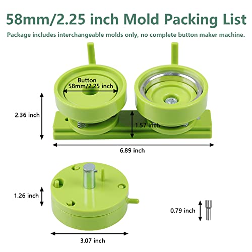 Happizza Button Maker Mold 2.25 inch/58mm, Interchangeable Die Mold Button Maker Mould Suitable for Slide Rail Button Maker Machine Pin Maker Machine Button Press - Image 2