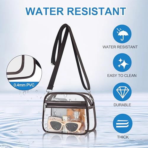 Busiuw Clear Bag for Stadium Events - Stadium Approved Small Mini Clear Purse with Wide Adjustable Strap, Men's Shoulder Bag for Sports Concerts, Festivals(Chocolate) - Image 4
