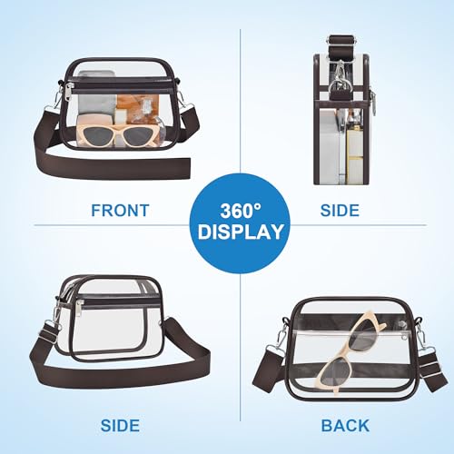 Busiuw Clear Bag for Stadium Events - Stadium Approved Small Mini Clear Purse with Wide Adjustable Strap, Men's Shoulder Bag for Sports Concerts, Festivals(Chocolate) - Image 5