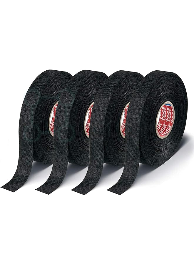 Tesa Tesa set of 4 pcs Tesa 51608 Black Fuzzy Fleece Interior Wire Loom Harness Tape 19 mm X 15 Meters  - Image 1