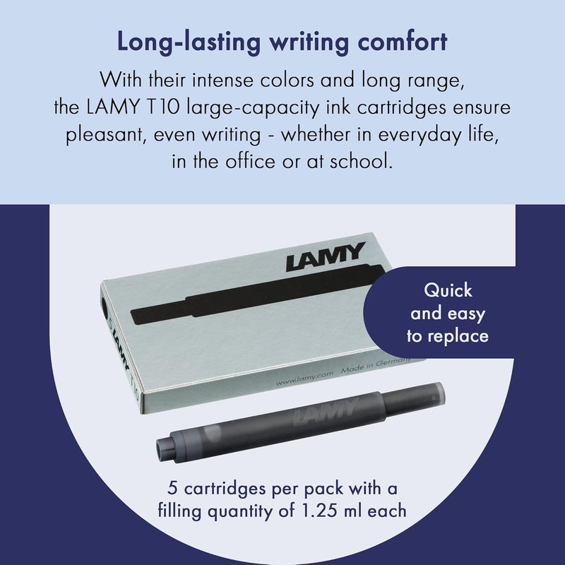Lamy Black T10 Ink Cartridges, 5/pk (LT10BKB) - Image 5