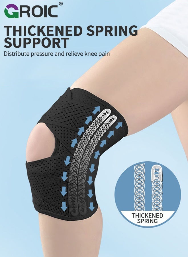 GROIC دعامة ركبة للأطفال لتخفيف آلام الركبة، دعم الركبة مع مثبتات جانبية للأطفال والمراهقين، أحزمة ركبة قابلة للتعديل للشباب لحالات تمزق الغضروف (1 قطعة) - Image 4
