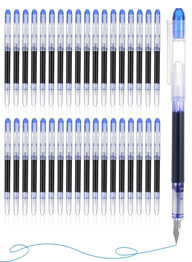 Caeuiciw 36 Pcs Blue Disposable Fountain Pens Bulk Disposable Fountain Pens Fine Point Quick Drying Ink Pen Calligraphy Smooth Writing Pen for Office Journaling Supplies Ideal Gifts - Image 1