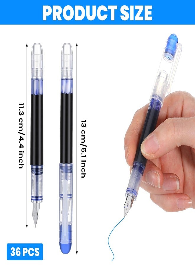 Caeuiciw 36 Pcs Blue Disposable Fountain Pens Bulk Disposable Fountain Pens Fine Point Quick Drying Ink Pen Calligraphy Smooth Writing Pen for Office Journaling Supplies Ideal Gifts - Image 2