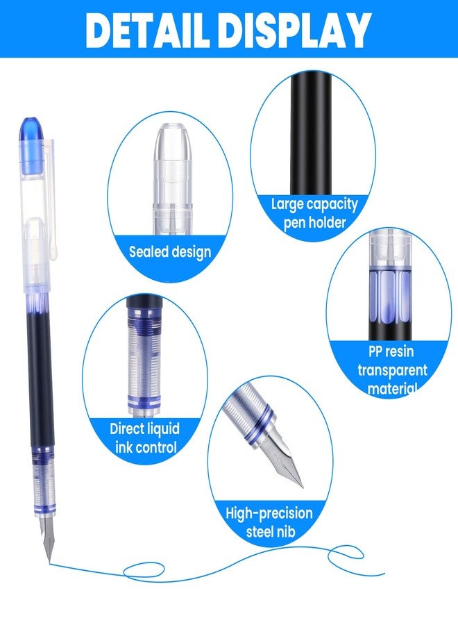Caeuiciw 36 Pcs Blue Disposable Fountain Pens Bulk Disposable Fountain Pens Fine Point Quick Drying Ink Pen Calligraphy Smooth Writing Pen for Office Journaling Supplies Ideal Gifts - Image 3