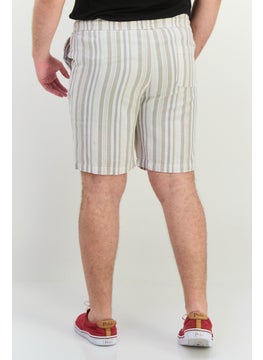 Algspar Men Stripe Basic Shorts, White  - Image 3
