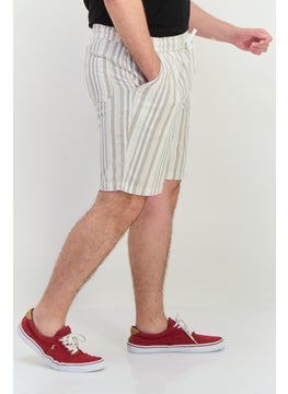 Algspar Men Stripe Basic Shorts, White  - Image 2