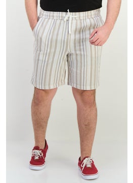 Algspar Men Stripe Basic Shorts, White  - Image 1