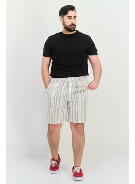Algspar Men Stripe Basic Shorts, White  - Image 4
