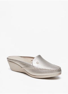 Women's Textured Slip-On Mules with Wedge Heels