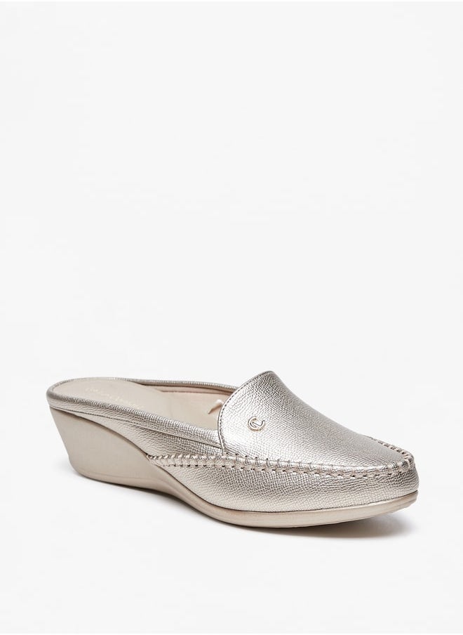 Le Confort - Women's Textured Slip-On Mules with Wedge Heels - Image 1
