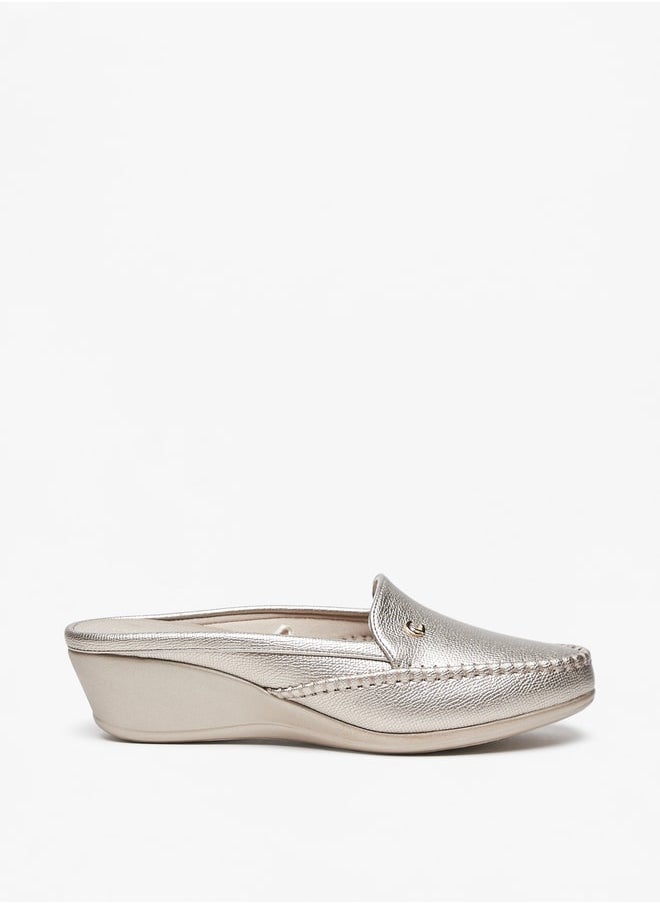 Le Confort - Women's Textured Slip-On Mules with Wedge Heels - Image 1