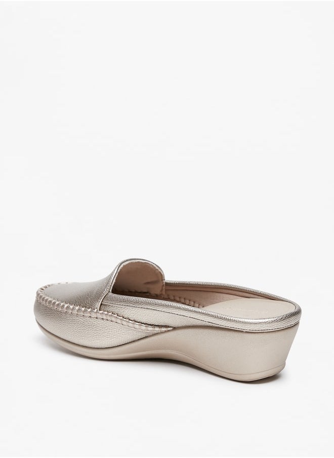 Le Confort - Women's Textured Slip-On Mules with Wedge Heels - Image 1