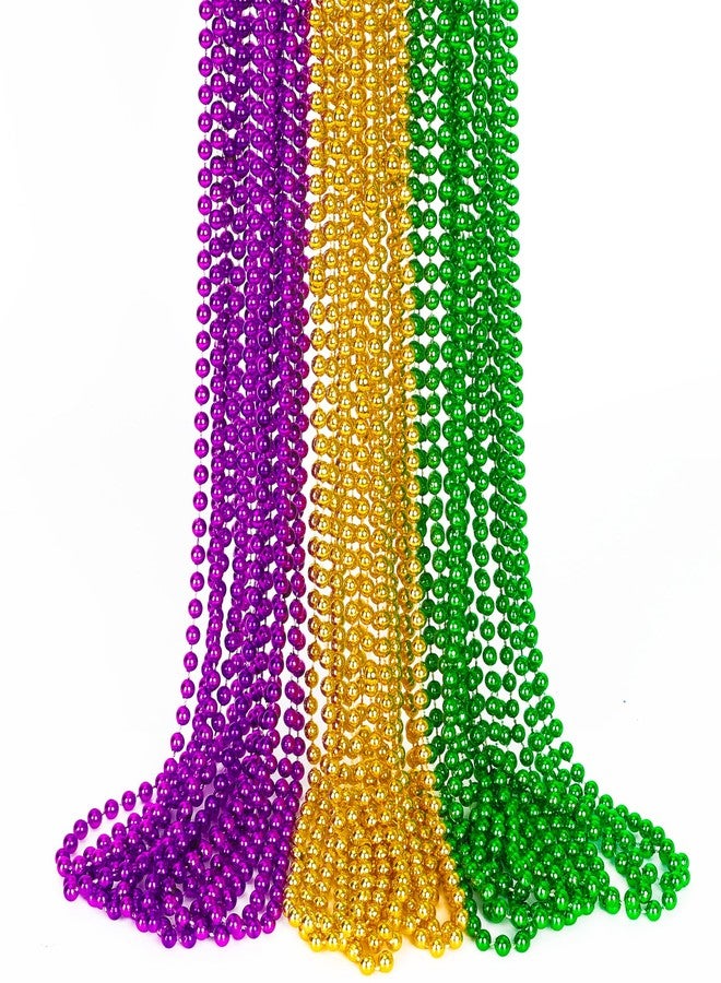 EOBOH 15PCS Mardi Gras Beads, Green Purple Gold Mardi Gras Necklace Accessories, 33" Round Festival Beads Carnival Party Favors Bulk, Necklace for Parade Throws Party Decorations Costumes Supplies - Image 1