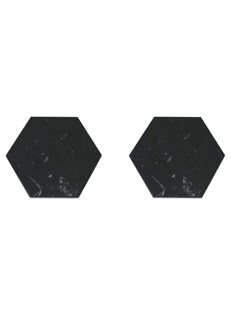Two Pieces black hexagonal Marble Coaster 10x10x1cm  - Image 1