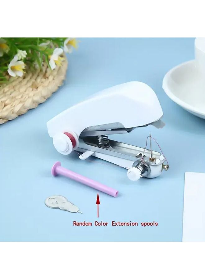 Portable Handheld Sewing Machine Kit White With 2 Gifts Easy Home Sewing For Beginners And Travelers - Image 1