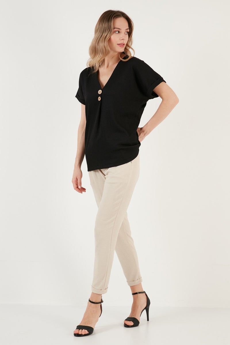 Lela Button Detailed V-Neck Blouse Women's Blouse 5865567  - Image 2