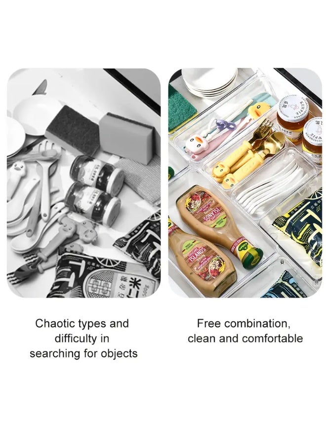 KITCHENOO 25 Pieces Multi-functional Clear Plastic Drawer Storage Box Makeup Table Desktop Office Supplies Separate Storage Box Stackable Storage Space Saving Desk Organizer Drawers Home Storage - Image 5