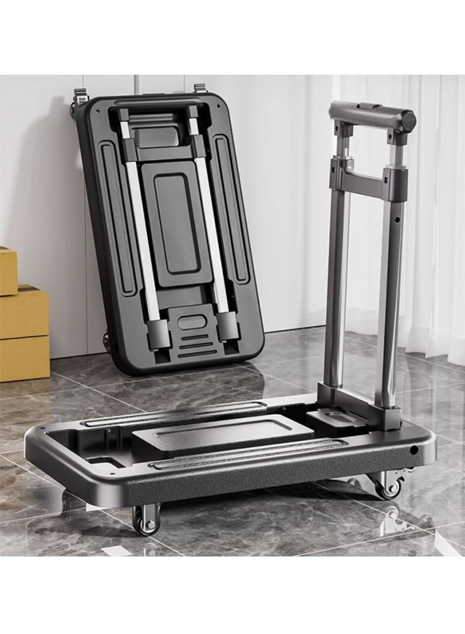 Folding Trolley, Folding Hand Truck, Adjustable Handle Trolley, Multi-Functional Trolley, Silent Roller Trolley, Metal Material, Suitable For Shopping, Moving, Factory Warehouse. - Image 1