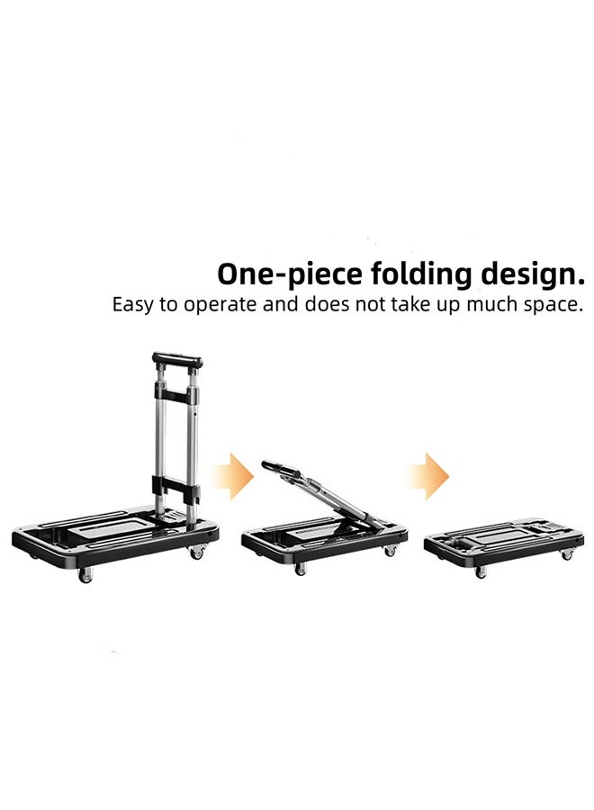 Folding Trolley, Folding Hand Truck, Adjustable Handle Trolley, Multi-Functional Trolley, Silent Roller Trolley, Metal Material, Suitable For Shopping, Moving, Factory Warehouse. - Image 3