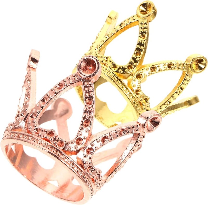 حامل كرة بلورية من سبيكة الزنك على شكل تاج، 2 قطعة، قاعدة عرض، ديكور للمنزل والمكتب - Image 1