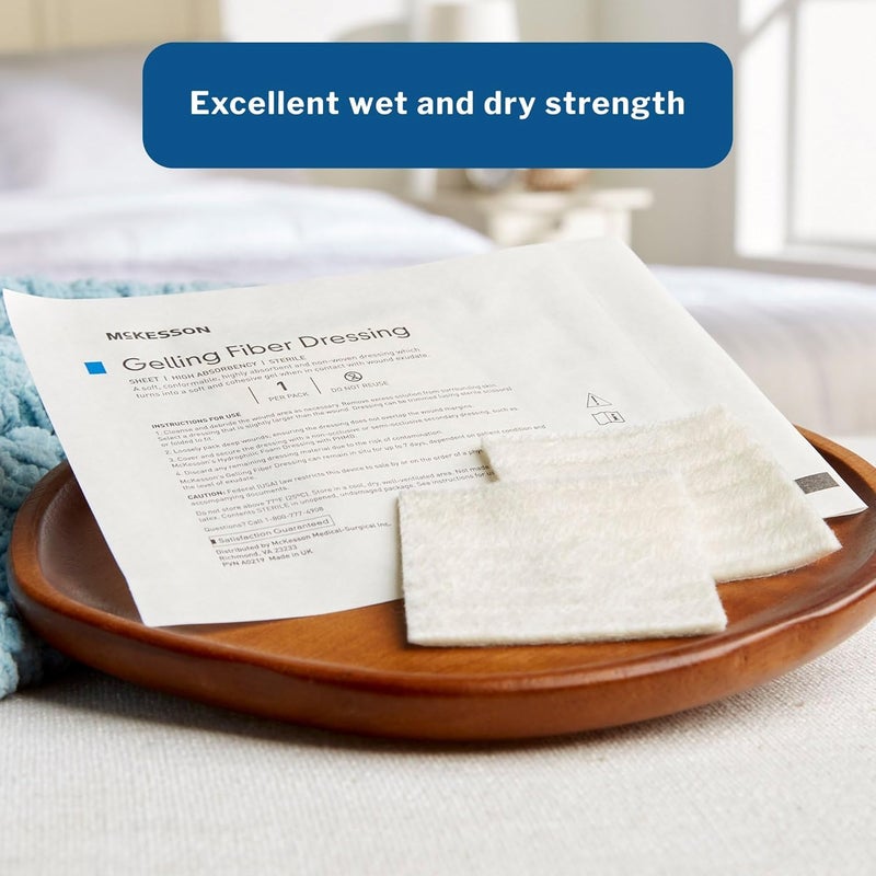 McKesson Gelling Fiber Sheet Dressing Absorbent Wound Bandage  Sterile NonWoven Cellulose 4 in x 4 34 in 10 Count 1 Pack - Image 5