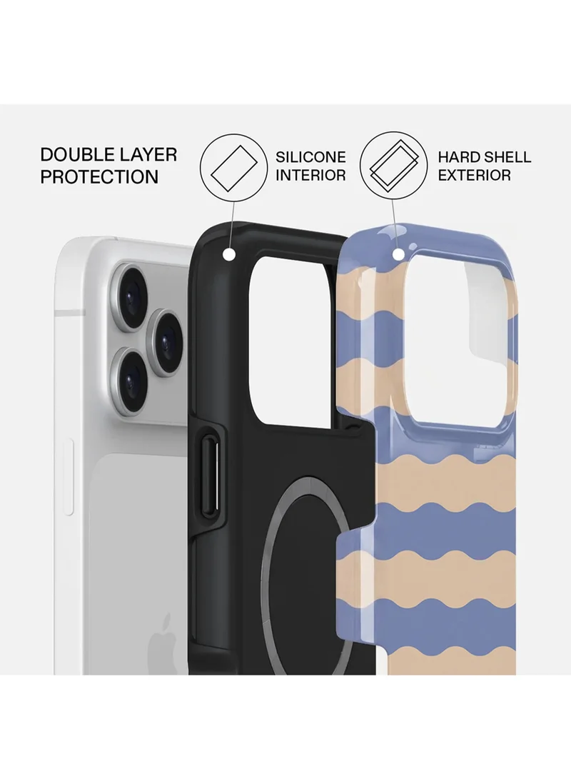 Mobcos iPhone 18 Pro Blue Wave Premium Case Compatible with Hybrid Dual-Layer Hard Shell + Silicone Protection - Scratch-Resistant Shockproof Mobile Cover