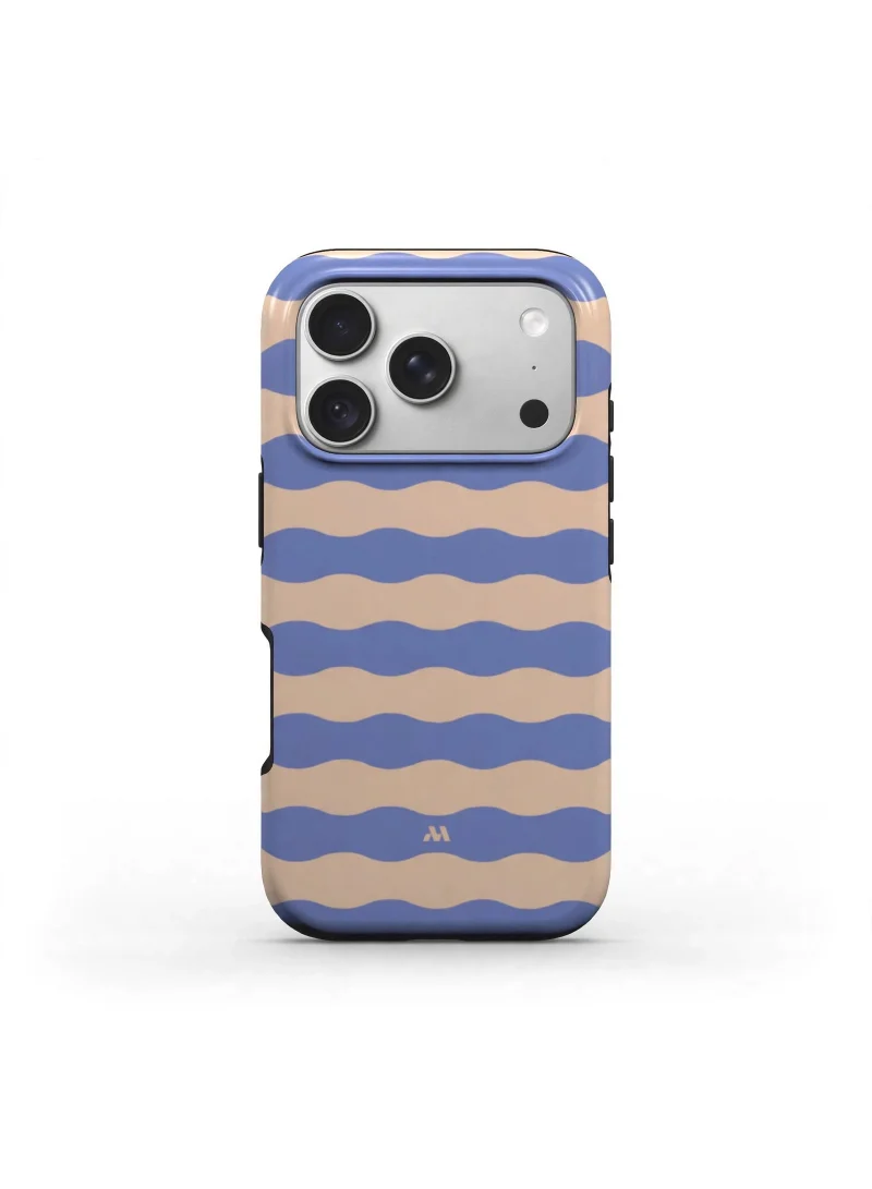 Mobcos iPhone 18 Pro Blue Wave Premium Case Compatible with Hybrid Dual-Layer Hard Shell + Silicone Protection - Scratch-Resistant Shockproof Mobile Cover