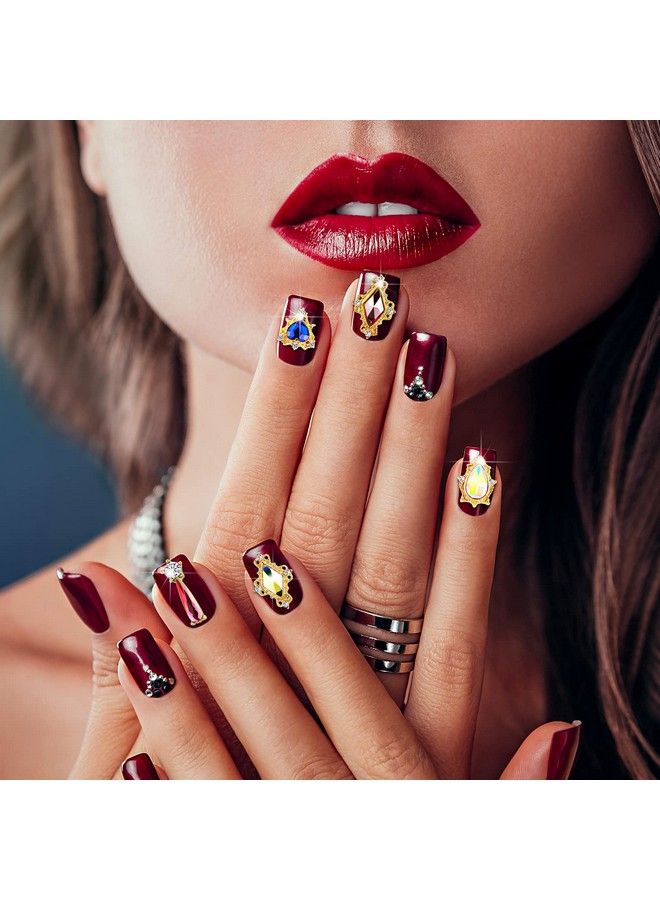 Maitys 35 Pieces 3D Luxury Nail Art Nail Gems Nail Crystals Gold Nail Diamonds Rhinestones Metal Alloy Glass Rhinestones Nail Charms With Storage Box For Nail Decor Diy Craft Jewelry Making (Novel Style) - Image 3