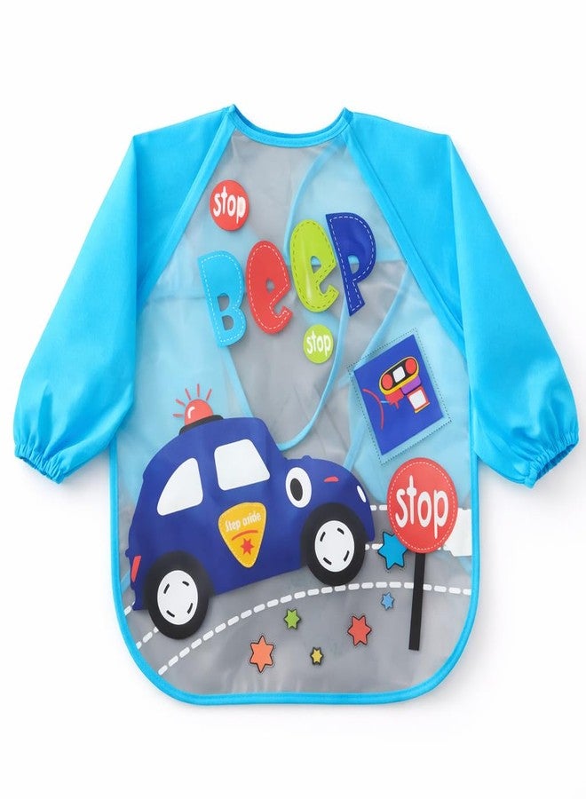 AEREX Full Sleeves Baby Bib Waterproof Feeding Apron for Toddlers | Long Sleeve Smock with Food Catcher Pocket | Mess Proof, Lightweight, Reusable & Easy Clean (Blue) - Image 1