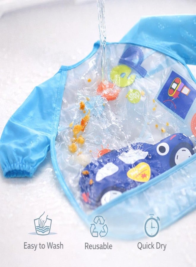 AEREX Full Sleeves Baby Bib Waterproof Feeding Apron for Toddlers | Long Sleeve Smock with Food Catcher Pocket | Mess Proof, Lightweight, Reusable & Easy Clean (Blue) - Image 5