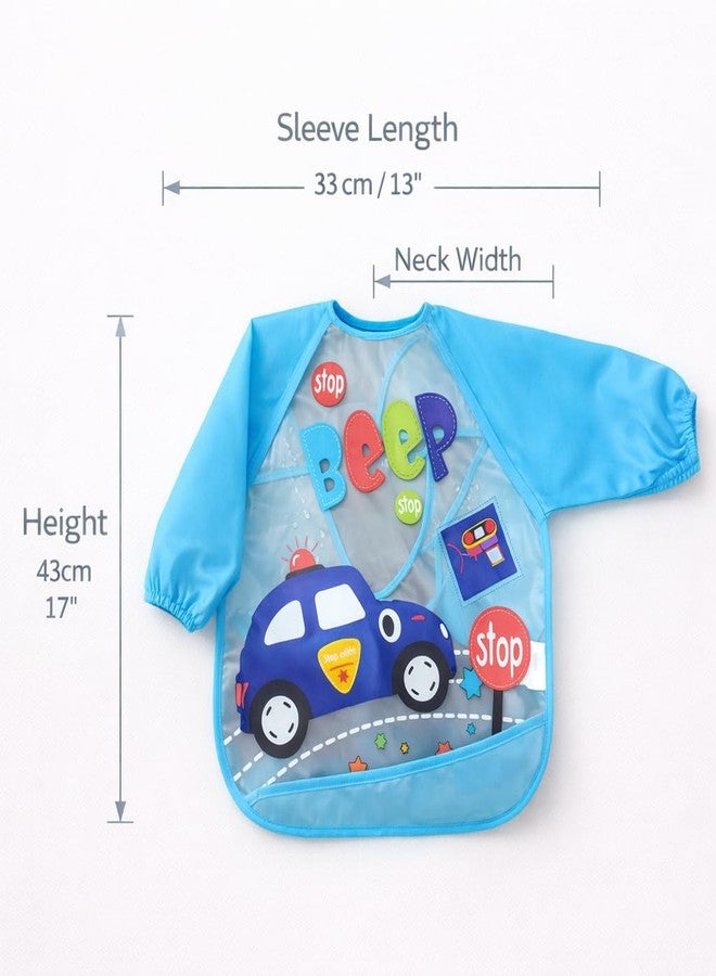 AEREX Full Sleeves Baby Bib Waterproof Feeding Apron for Toddlers | Long Sleeve Smock with Food Catcher Pocket | Mess Proof, Lightweight, Reusable & Easy Clean (Blue) - Image 3