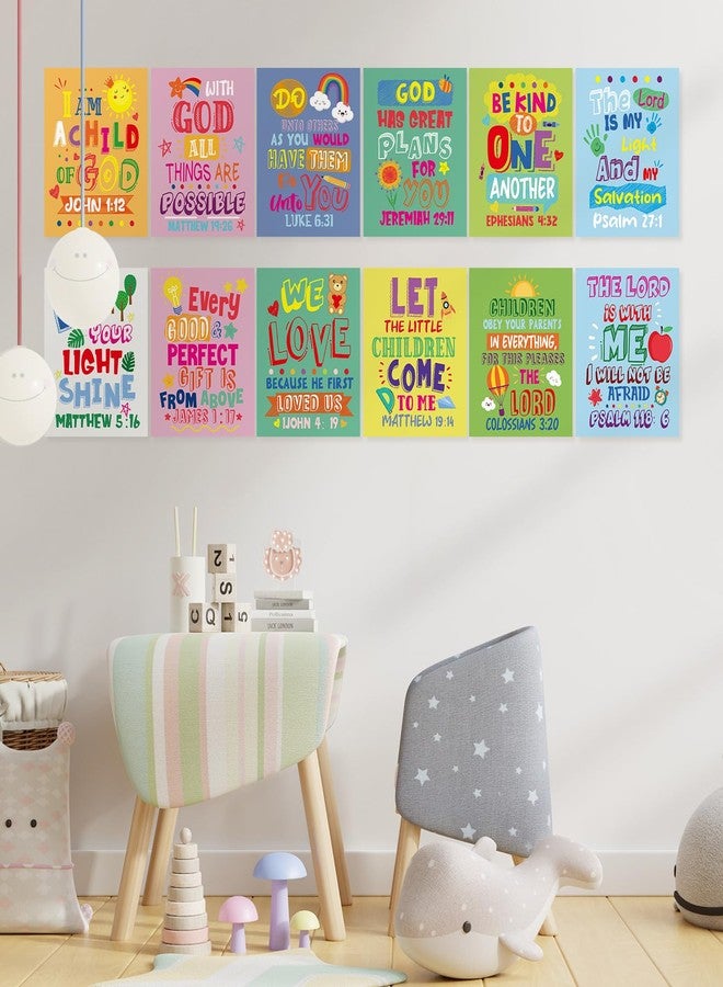 Cinrobiye 12 Pcs Bible Verse Posters for Kids，Inspirational Christian Wall Art with Scripture Quotes，Religious Classroom Decor for School, Church, Home, Office, Bulletin Board - Image 4