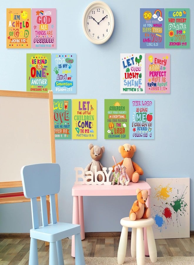Cinrobiye 12 Pcs Bible Verse Posters for Kids，Inspirational Christian Wall Art with Scripture Quotes，Religious Classroom Decor for School, Church, Home, Office, Bulletin Board - Image 5