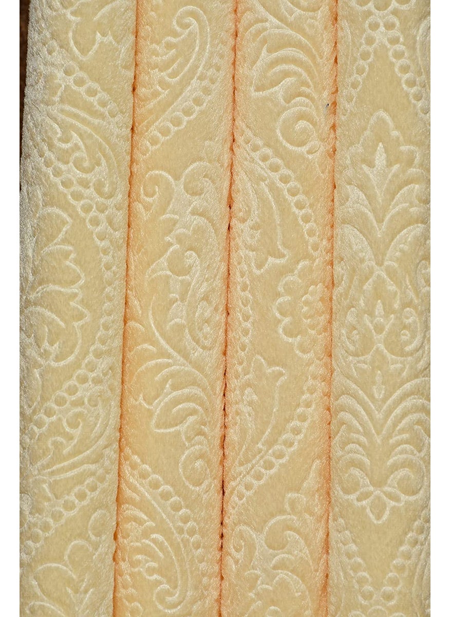 RAASO RAASO Velvet Embossed Blackout Curtains for Window Pack of 2 Velvet Curtains 5 Feet for Living Room Bedroom Hall Window 4x5 Feet Cream  - Image 4