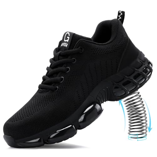TANIELD Steel Toe Shoes for Men Lightweight Work Shoes Breathable Safety Sneakers Air Cushioned Steel Toe Sneakers Indestructible Work Tennis for Construction Industrial - Image 1