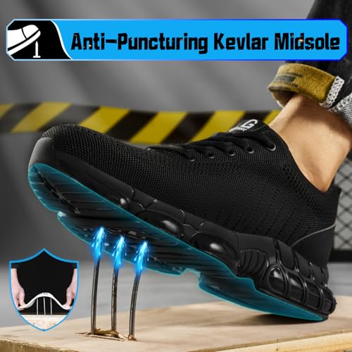 TANIELD Steel Toe Shoes for Men Lightweight Work Shoes Breathable Safety Sneakers Air Cushioned Steel Toe Sneakers Indestructible Work Tennis for Construction Industrial - Image 3