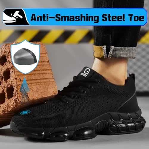 TANIELD Steel Toe Shoes for Men Lightweight Work Shoes Breathable Safety Sneakers Air Cushioned Steel Toe Sneakers Indestructible Work Tennis for Construction Industrial - Image 2