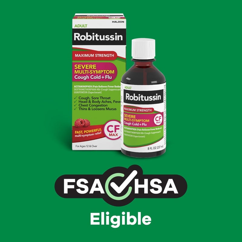 Robitussin Maximum Strength CF Max Severe MultiSymptom Relief from Cough Cold and Flu Adult Formula 8 fl oz - Image 4