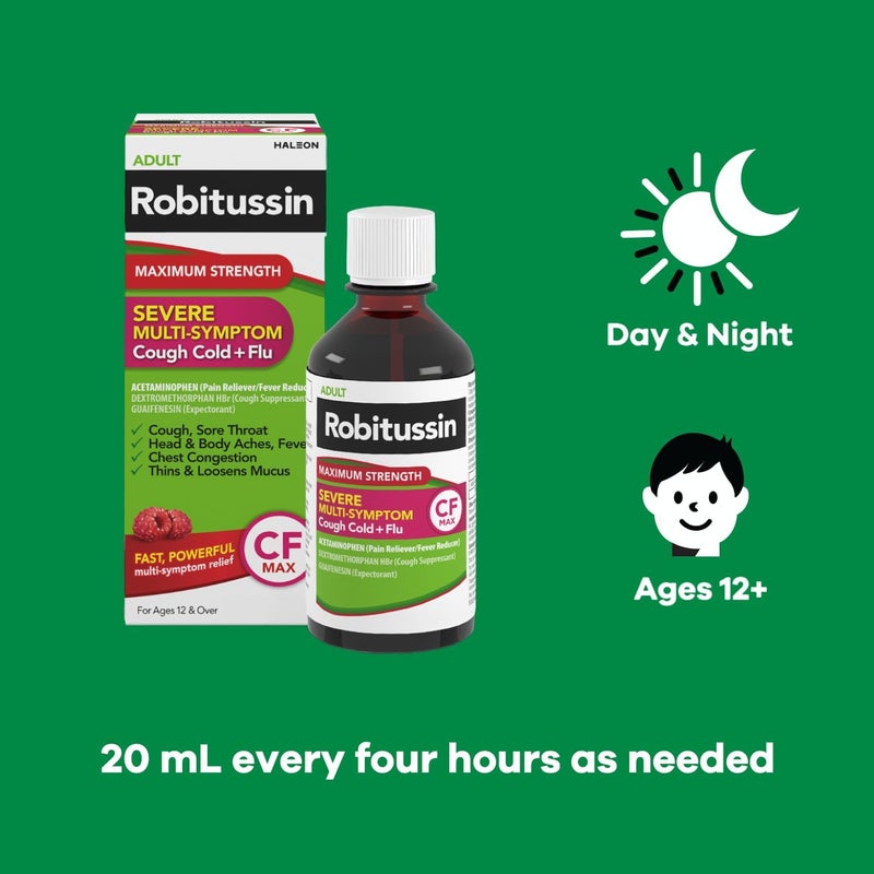 Robitussin Maximum Strength CF Max Severe MultiSymptom Relief from Cough Cold and Flu Adult Formula 8 fl oz - Image 5