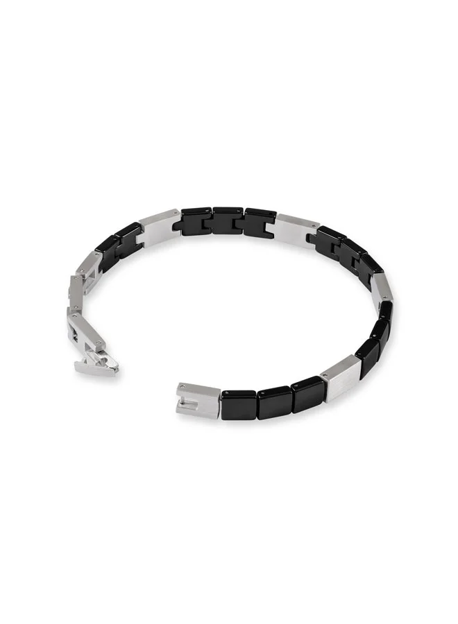 POLICE Ceramica II Silver Cube Chain Bracelet for Men