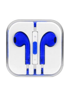 Wired In-Ear Headphones With Mic For Apple iPad/iPhone 5/5S/5C Blue/White