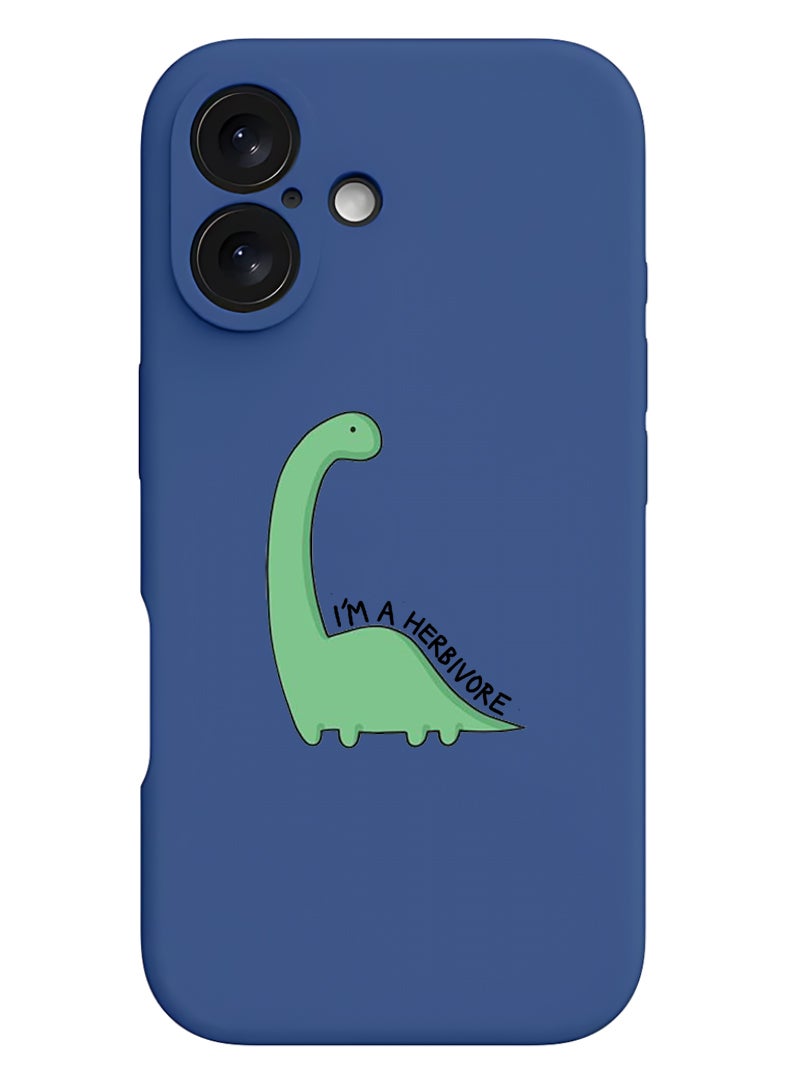 Theodor Protective Slim Fit Case Liquid Silicone Cover with Full Body Protection Anti-Scratch Shockproof Case For Apple iPhone 17 (Blue) Dino - Image 1