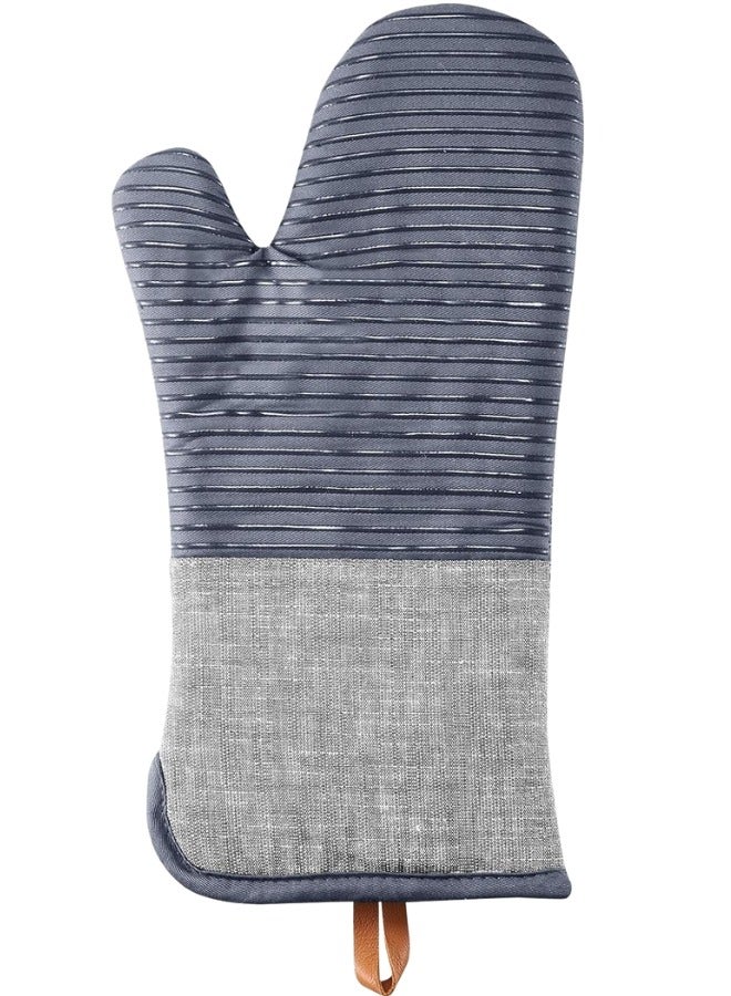 Happy Home Heat Resistant Silicone Oven Mitt - Non-Slip BBQ & Kitchen Glove with Soft Cotton Lining for Cooking, Baking, Grilling & Handling Hot Items - Long Lasting Protection (Grey)  - Image 1