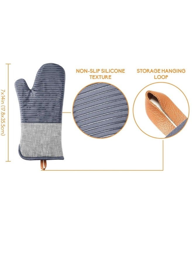 Happy Home Heat Resistant Silicone Oven Mitt - Non-Slip BBQ & Kitchen Glove with Soft Cotton Lining for Cooking, Baking, Grilling & Handling Hot Items - Long Lasting Protection (Grey)  - Image 5