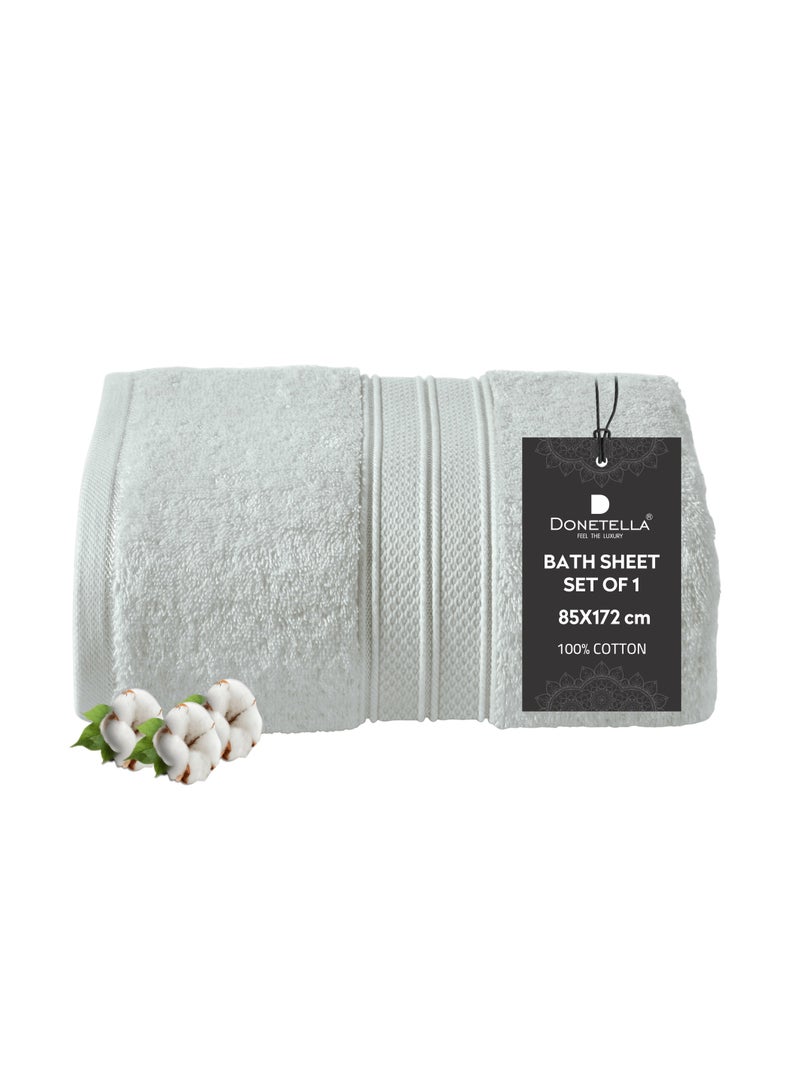 Donetella Premium 100 % Combed Cotton 1-Pcs Bath Sheet (85 X 172 CM) 600 GSM Large Towel, Highly Absorbent, Quick Dry,Best Towel for Bathroom, Spa And Hotel,White - Image 1