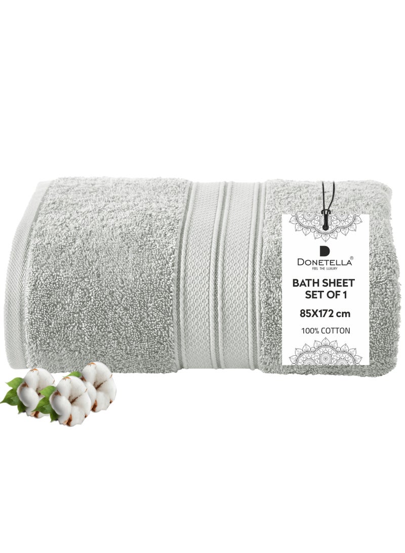 Donetella Premium 100 % Combed Cotton 1-Pcs Bath Sheet (85 X 172 CM) 600 GSM Large Towel, Highly Absorbent, Quick Dry,Best Towel for Bathroom, Spa And Hotel,White - Image 1
